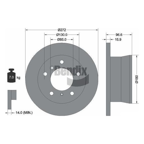 Bendix Braking BDS1272 Disco Freno Oe 2D0615601A Compatibile Con Classe G, Sprinter-image