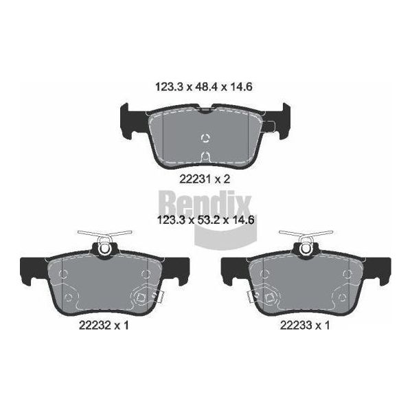Bendix Braking BPD1628 Set Di Pastiglie Freno, Freno A Disco Oe 2209329 Compatibile Con Focus, Galaxy, Kuga, Mondeo, S-Max-image