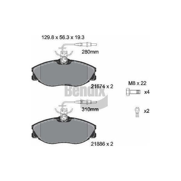 Bendix Braking BPD1235 Set Di Pastiglie Freno, Freno A Disco Oe 1617254180 Compatibile Con Xsara, Zx, 406, 607-image