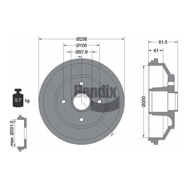 Bendix Braking BDM1137 Tamburo Del Freno Oe 4708277 Compatibile Con Agila B-image