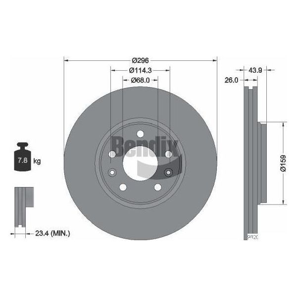 Bendix Braking BDS1030 Disco Freno Oe 402060002R Compatibile Con Scenic, Laguna, Latitude, Megane-image