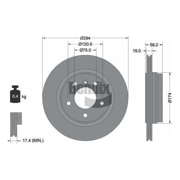Bendix Braking BDS1216 Disco Freno Oe 1165563 Compatibile Con Serie 3 E46-image
