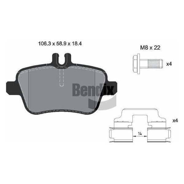 Bendix Braking BPD1084 Set Di Pastiglie Freno, Freno A Disco Oe 0064202320 Compatibile Con Classe A, Classe B, Cla, Slk-image