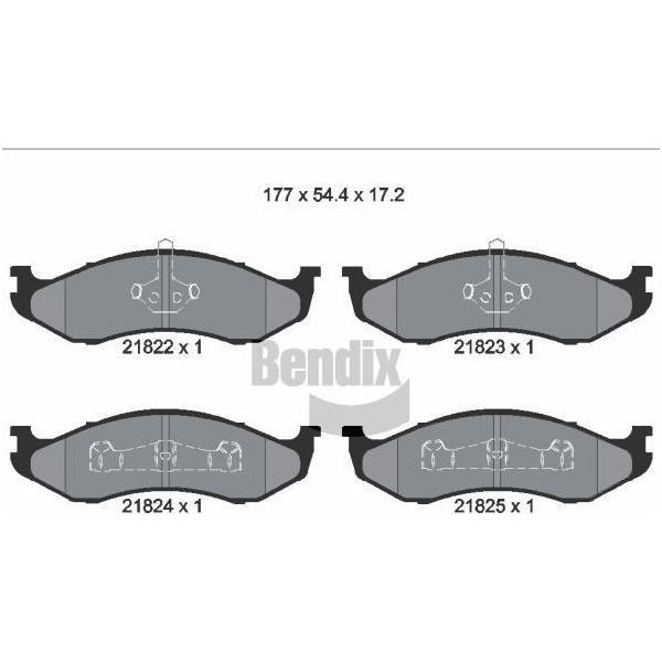 Bendix Braking BPD1849 Set Di Pastiglie Freno, Freno A Disco Oe 04713175 Compatibile Con Cherokee, Wrangler, Carnival-image