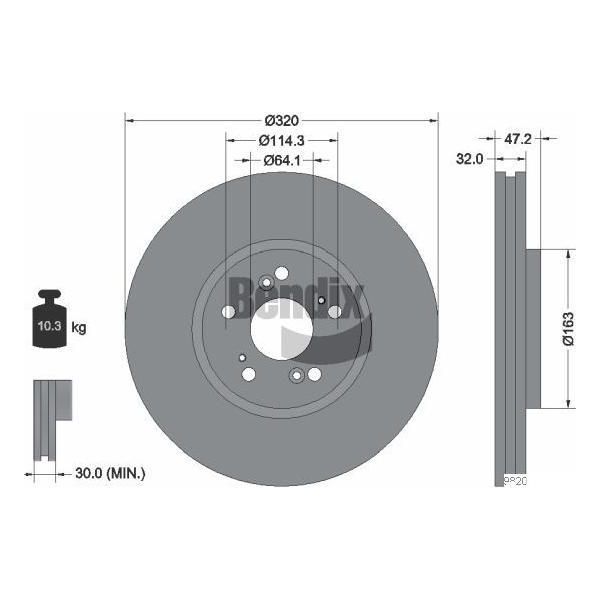 Bendix Braking BDS2010 Disco Freno Oe 45251TL0G50 Compatibile Con Accord-image