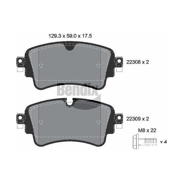 Bendix Braking BPD1217 Set Di Pastiglie Freno, Freno A Disco Oe 4N0698451 Compatibile Con A4 8W, A5 F5, A6 4A, A7 4K, A8 4H, A8 4N, Q5, Q7, Touareg-image