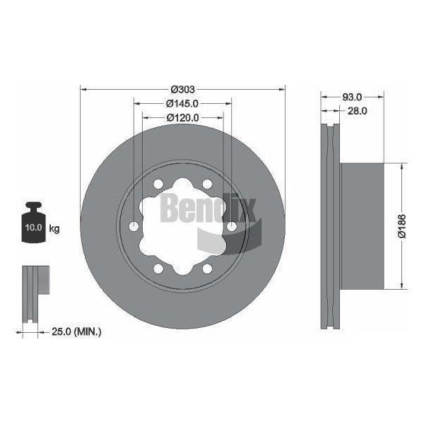 Bendix Braking BDS1131 Disco Freno Oe 2E0615601 Compatibile Con Sprinter, Crafter-image