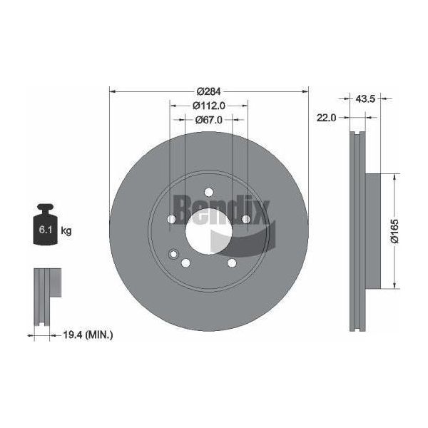 Bendix Braking BDS1674 Disco Freno Oe 2024210712 Compatibile Con Classe C-image