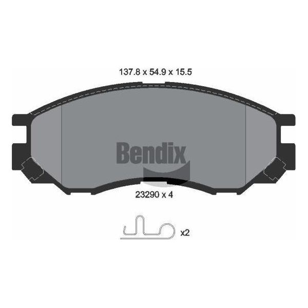Bendix Braking BPD1462 Set Di Pastiglie Freno, Freno A Disco Oe DBP511119 Compatibile Con Delica, L300, L200, L400-image