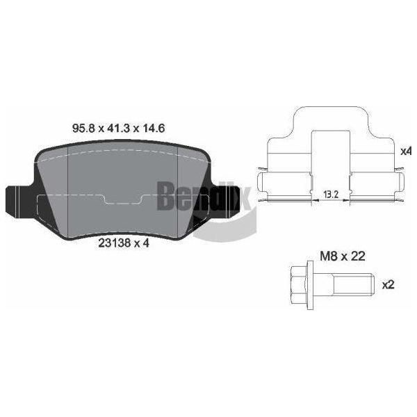 Bendix Braking BPD1219 Set Di Pastiglie Freno, Freno A Disco Oe 1684200420 Compatibile Con Classe A, Vaneo-image