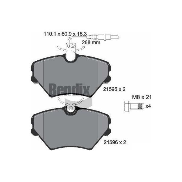 Bendix Braking BPD1815 Set Di Pastiglie Freno, Freno A Disco Oe 7701203967 Compatibile Con Laguna-image