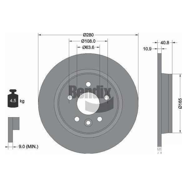 Bendix Braking BDS1210 Disco Freno Oe 1223566 Compatibile Con C-Max, Focus, C30, C70, S40, V40, V50-image