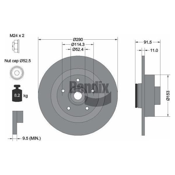 Bendix Braking BDS2234 Disco Freno Oe 432021878R Compatibile Con Scenic, Megane, Talisman-image