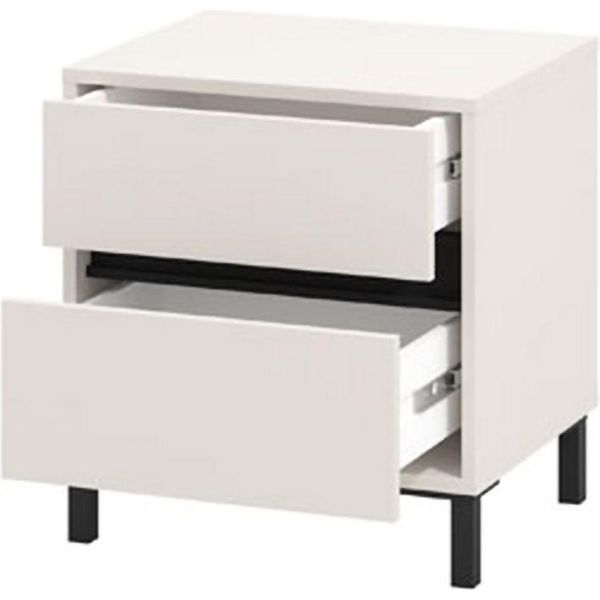 Dmora Comodino Combatte 48X40X55H Cm Bianco, Un Ripiano 2 Cassetti-image