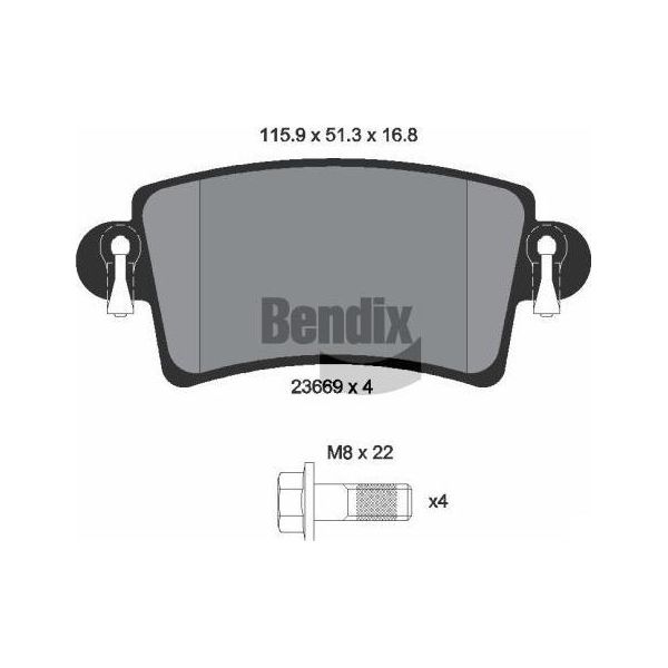 Bendix Braking BPD1107 Set Di Pastiglie Freno, Freno A Disco Oe 93173182 Compatibile Con Interstar, Movano, Master-image