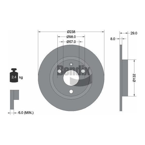 Bendix Braking BDS1123 Disco Freno Oe 1618859880 Compatibile Con Ax, Saxo, 106-image