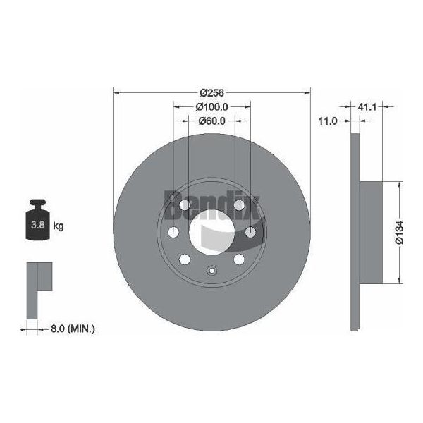 Bendix Braking BDS2216 Disco Freno Oe 569058 Compatibile Con Astra G-image