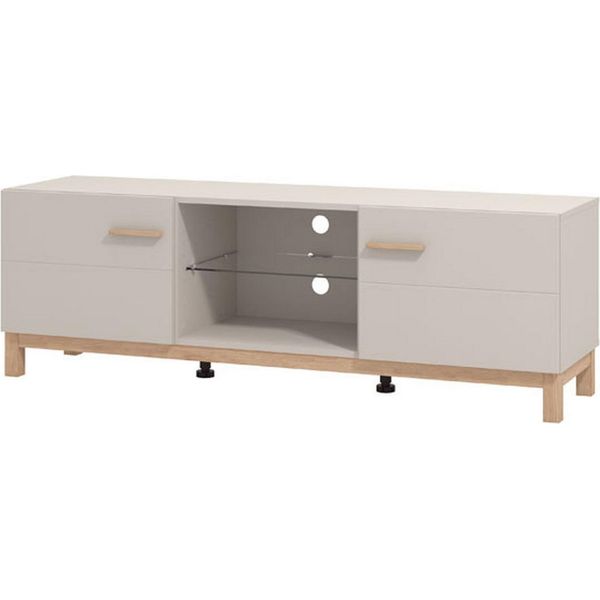 Dmora Mobile Porta Tv Dosimo 154X42X51H Cm Beige, Un Ripiano 2 Ante-image