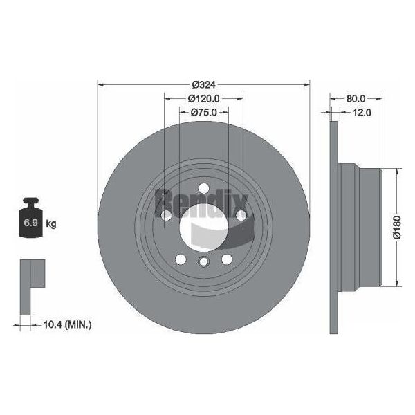Bendix Braking BDS1375 Disco Freno Oe 1164911 Compatibile Con X5-image