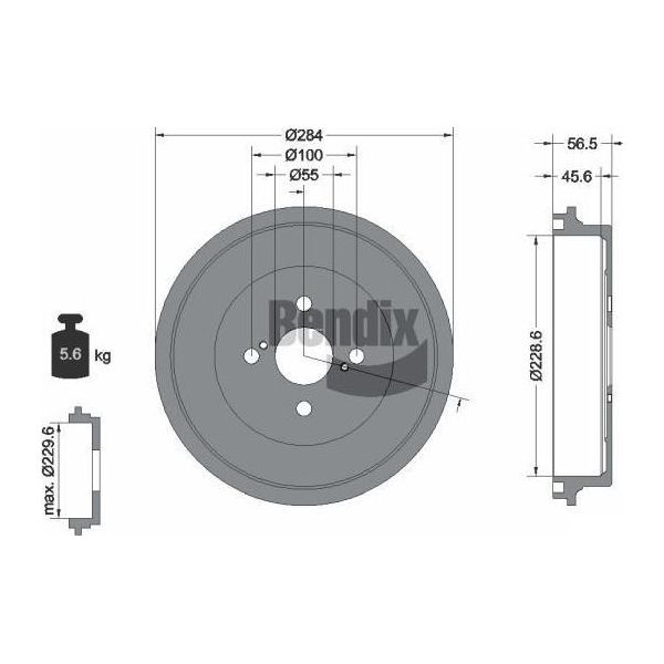 Bendix Braking BDM1124 Tamburo Del Freno Oe 4243152090 Compatibile Con Yaris-image