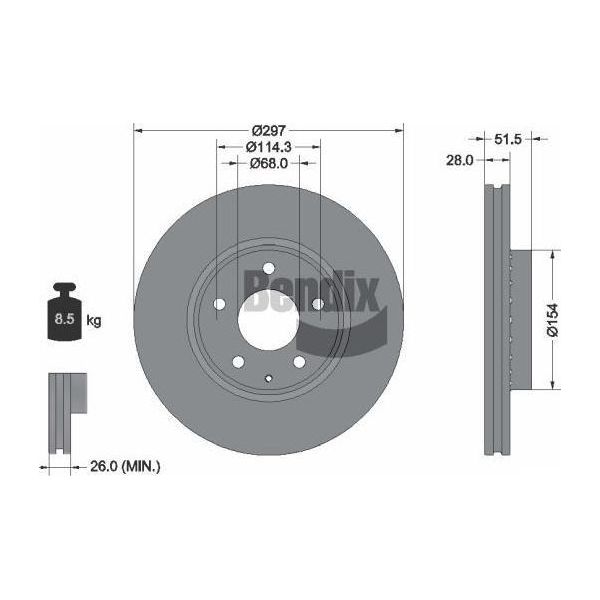 Bendix Braking BDS1579 Disco Freno Oe GBFT33251 Compatibile Con 6, CX-5-image