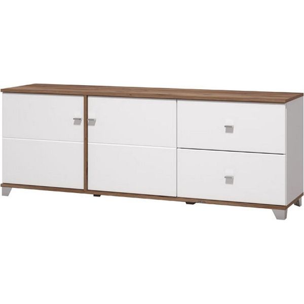 Dmora Mobile Porta Tv Isera 162X40X60H Cm Bianco, 2 Cassetti Un Ripiano-image