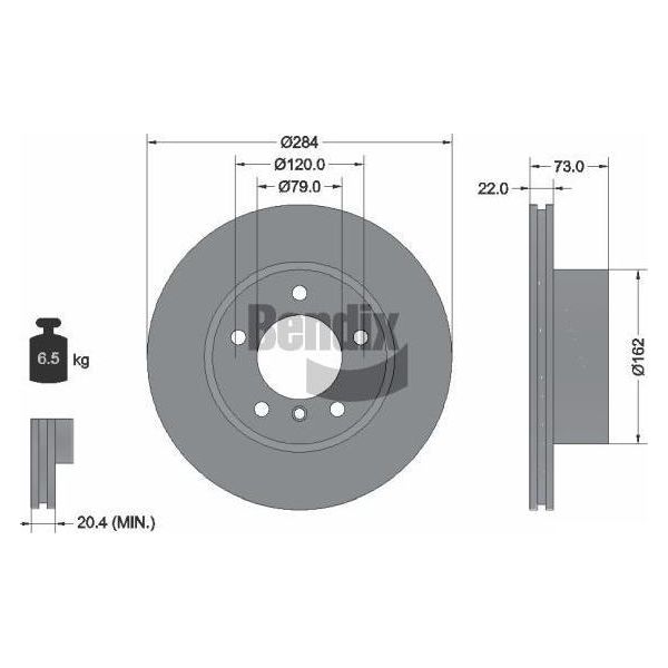 Bendix Braking BDS1043 Disco Freno Oe 34116764629 Compatibile Con Serie 1 E81, Serie 1 E87, Serie 1 F20, Serie 1 F21, Serie 2 F23, Serie 2 F22-image