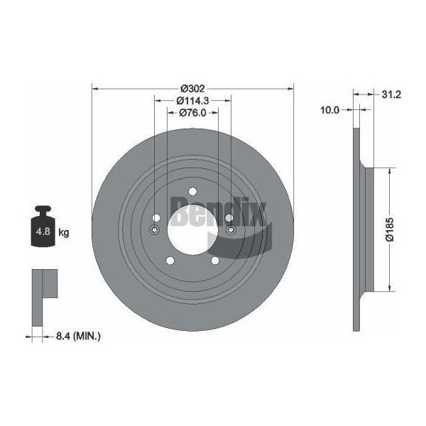 Bendix Braking BDS1569 Disco Freno Oe 58411D3700 Compatibile Con Nexo, Tucson, Sportage-image