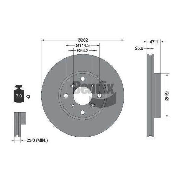 Bendix Braking BDS2028 Disco Freno Oe 45251S1A305 Compatibile Con Accord-image