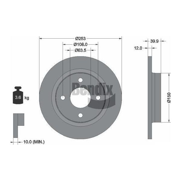 Bendix Braking BDS1563 Disco Freno Oe 2096336 Compatibile Con Fiesta-image