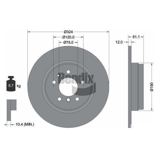 Bendix Braking BDS1840 Disco Freno Oe 1157953 Compatibile Con Serie 7 E38, Serie 8 E31-image