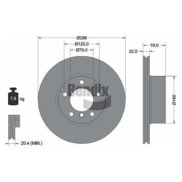 Bendix Braking BDS1227HC Disco Freno Oe 1163013 Compatibile Con Serie 5 E39-image