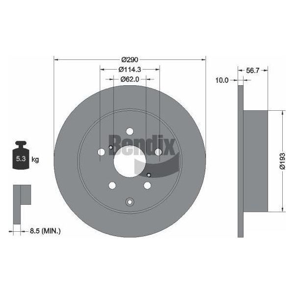 Bendix Braking BDS1329 Disco Freno Oe 424310F010 Compatibile Con Corolla-image