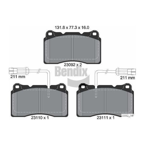 Bendix Braking BPD1917 Set Di Pastiglie Freno, Freno A Disco Oe 6001073124 Compatibile Con Alf. 156, Alf. 159, Alf. 166, Brera, Spider, Kappa, Megane, S60, V70-image