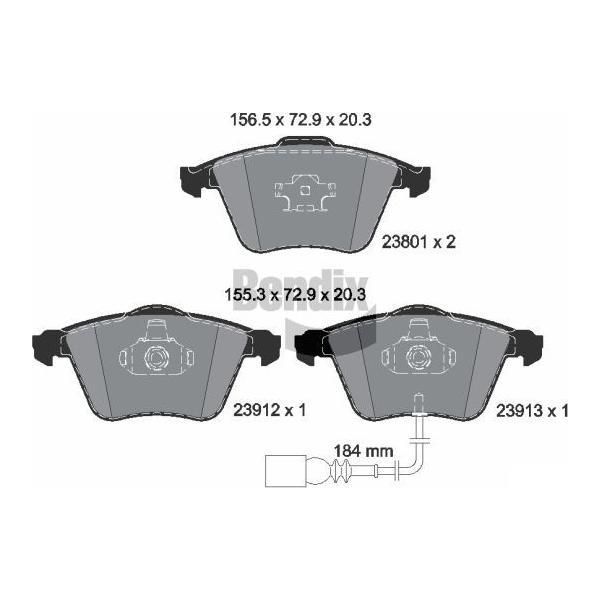 Bendix Braking BPD1561 Set Di Pastiglie Freno, Freno A Disco Oe 1K0698151B Compatibile Con A3 8P, Leon, Superb, Cc, Eos, Golf V, Passat 3C, Passat Cc-image