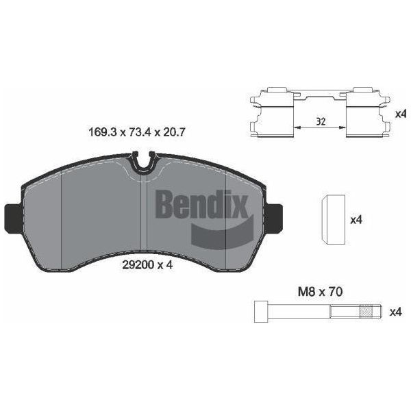 Bendix Braking BPD1110 Set Di Pastiglie Freno, Freno A Disco Oe 0044206820 Compatibile Con Esprinter, Sprinter, Crafter-image