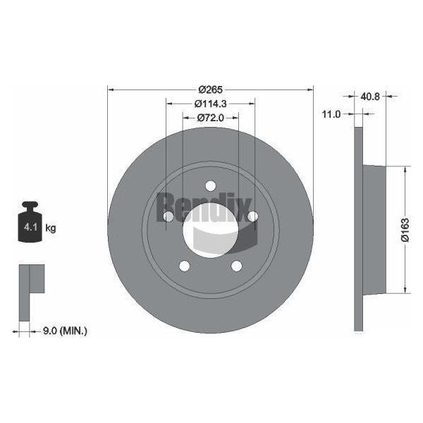 Bendix Braking BDS1656 Disco Freno Oe BP4Y26251B Compatibile Con 3-image