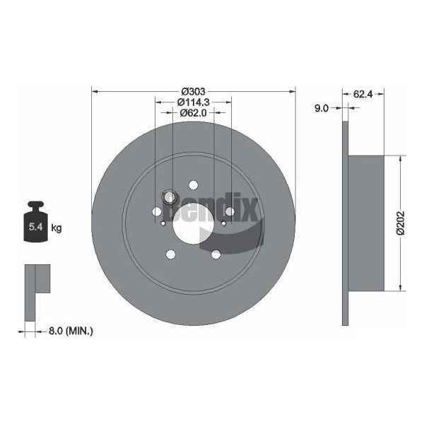 Bendix Braking BDS1421 Disco Freno Oe 720060009 Compatibile Con Rav 4-image