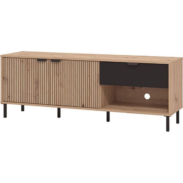 Dmora Mobile Porta Tv Preone 151X40X55H Cm Marrone Rovere Nodi, Un Cassetto 2 Ripiani-image