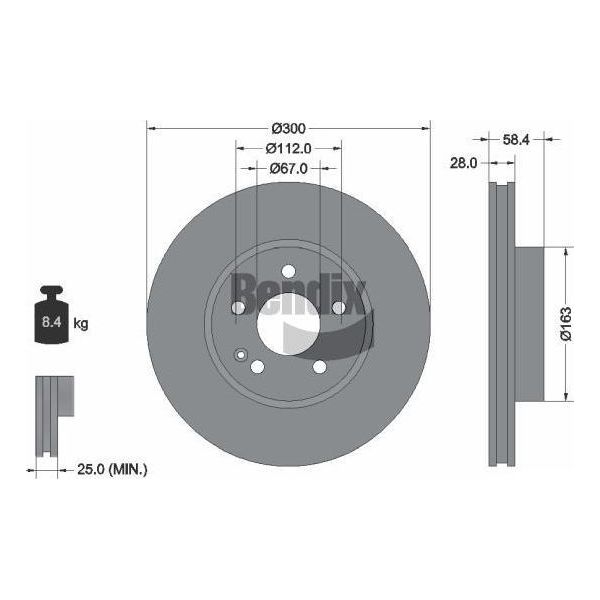 Bendix Braking BDS1050 Disco Freno Oe 4474210512 Compatibile Con Marco Polo, Classe V, Viano, Vito-image