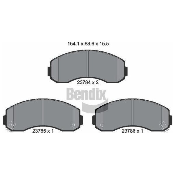 Bendix Braking BPD2046 Set Di Pastiglie Freno, Freno A Disco Oe RB913311261 Compatibile Con Besta, Bongo, K2500, K2700, K2900-image