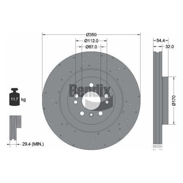 Bendix Braking BDS1664HC Disco Freno Oe 1664211012 Compatibile Con Gle, Gls, Classe M-image