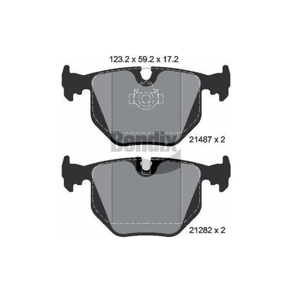 Bendix Braking BPD1442 Set Di Pastiglie Freno, Freno A Disco Oe 1163324 Compatibile Con Serie 3 E46, Serie 5 E39, Serie 7 E38, X5, Z4 E86, Z4 E85, Z8 E52, Range Rover-image