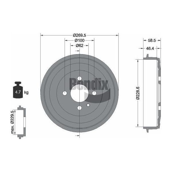 Bendix Braking BDM1011 Tamburo Del Freno Oe 1153091 Compatibile Con Serie 3 E30-image