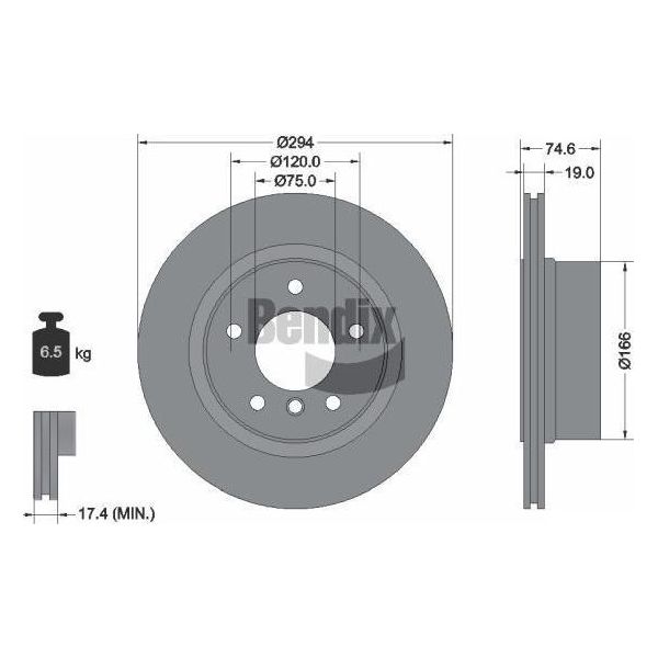 Bendix Braking BDS2013 Disco Freno Oe 34216754137 Compatibile Con Z4 E86, Z4 E85-image