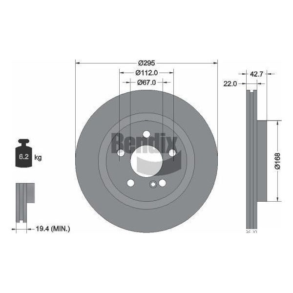 Bendix Braking BDS1848 Disco Freno Oe 432065DE0A Compatibile Con Classe A, Cla, Classe Gla-image