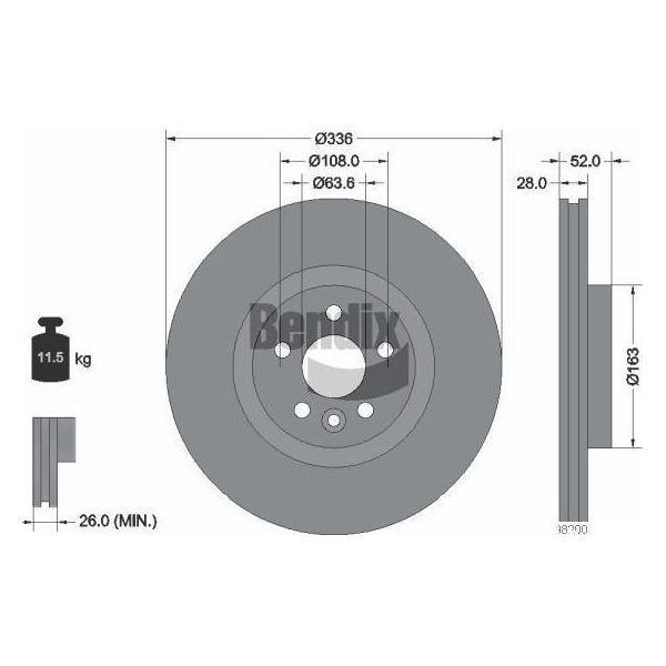 Bendix Braking BDS1532 Disco Freno Oe 30769057 Compatibile Con S60, S80, V60, V70, XC70-image