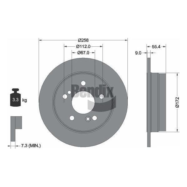 Bendix Braking BDS1647 Disco Freno Oe F3501110 Compatibile Con Classe C, Classe E-image