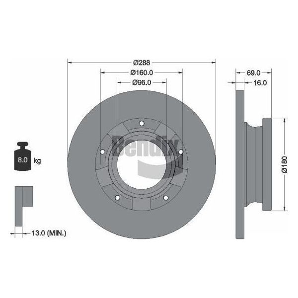 Bendix Braking BDS2235 Disco Freno Oe 2021562 Compatibile Con Tourneo, Transit-image