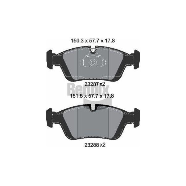 Bendix Braking BPD1055 Set Di Pastiglie Freno, Freno A Disco Oe 1160356 Compatibile Con Serie 3 E36, Serie 3 E46, Z3 E36, Z4 E85-image